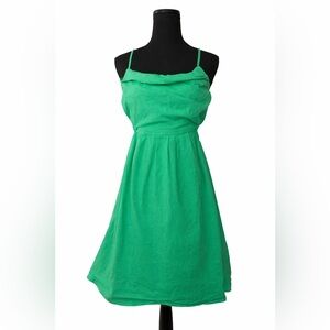 Entro Green Cutout Midi Dress | Size L | Cotton Blend Summer‎ Dress